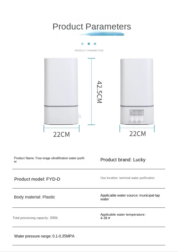 Home Counter Top 4 Ultrafiltration Membrane Direct Drinking Water Purifier Efficient Water Treatment System