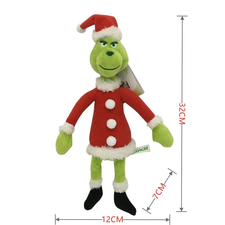 Custom Christmas Decoration Green Fur Grinch Plush Toys Baby Fairy Elf Dolls Wholesale Stuffed Animals Soft Toys For Kids Gifts