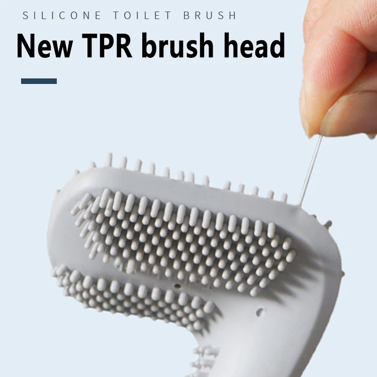 China Wall-Mounted Long Handle Handled Rubber Golf Brush Silicone Holder Set Sanitary Clean Cleaning For Toilet Bathroom