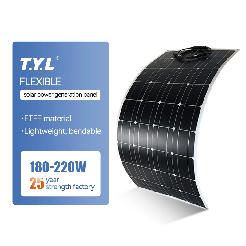 Hot sales Extra Strength Lightweight 180W ETFE Solar Panels Semi Flexible Monocrystalline Silicon for Balcony & Camping