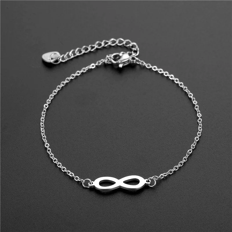 Lateefah Wholesale Silver Plated Love Infinity Bracelet Minimalist No Fade Titanium Steel Infinity Bracelet for Women Men