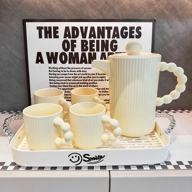 MAIMAI Exquisite Afternoon Tea Ceramic Cup Household Tea Set Gift Box High Beauty Tea Pot Set with Hand Gift