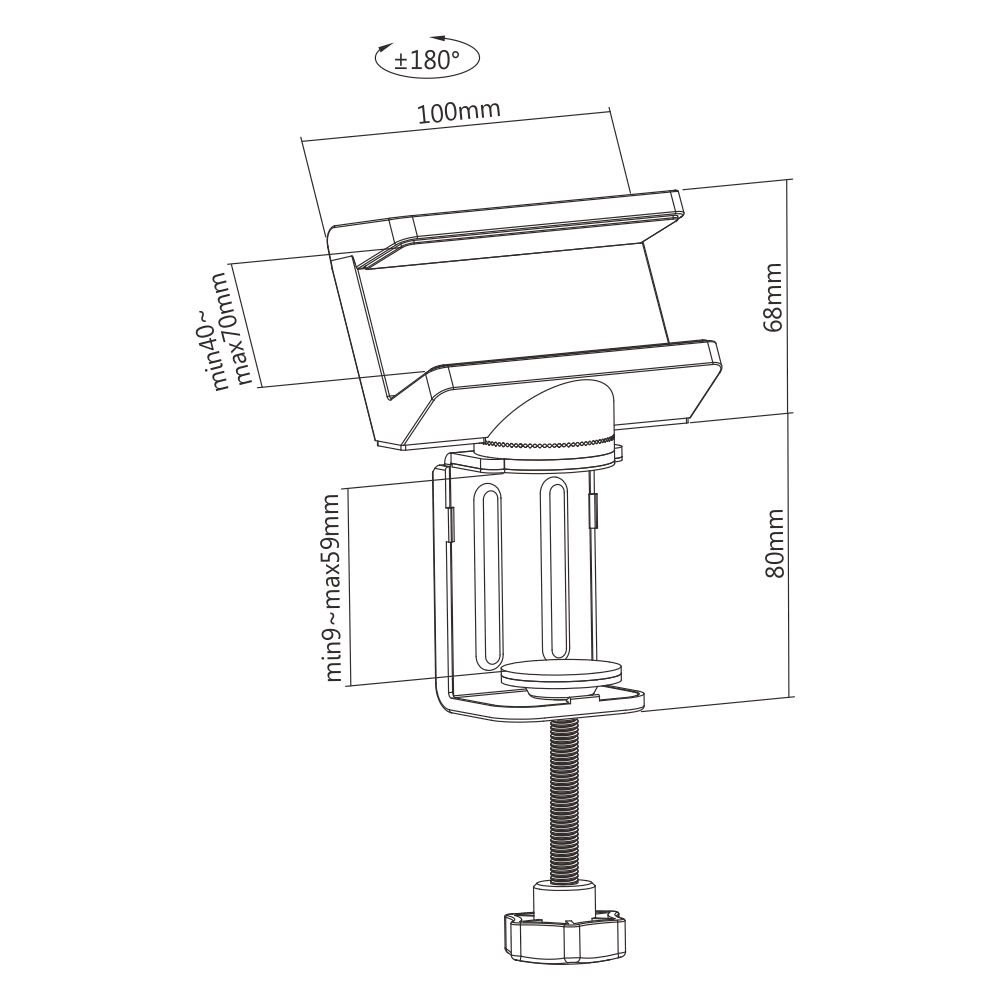 MH02-2 Swivel Desk Clamp Power Strip Desk Mount Power Strip Holder Clamp Mount