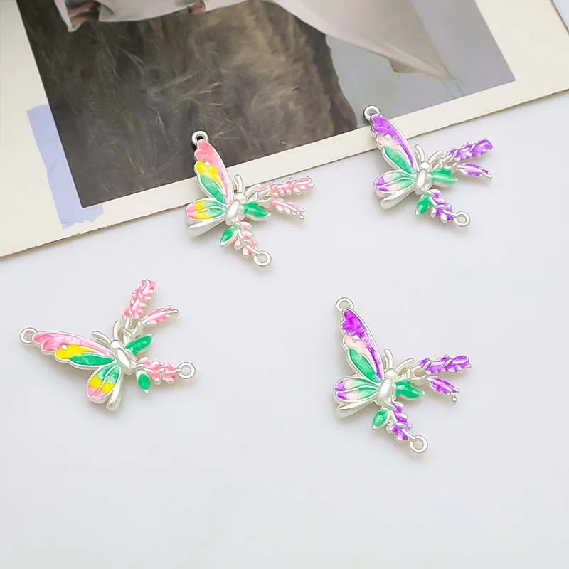 Super color butterfly double pendant diy handmade bracelet necklace earrings material accessories all match