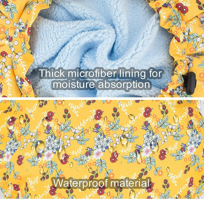 Hot Sale Water Shower Cap Double Layers Microfiber Terry Lined with Dry Hair