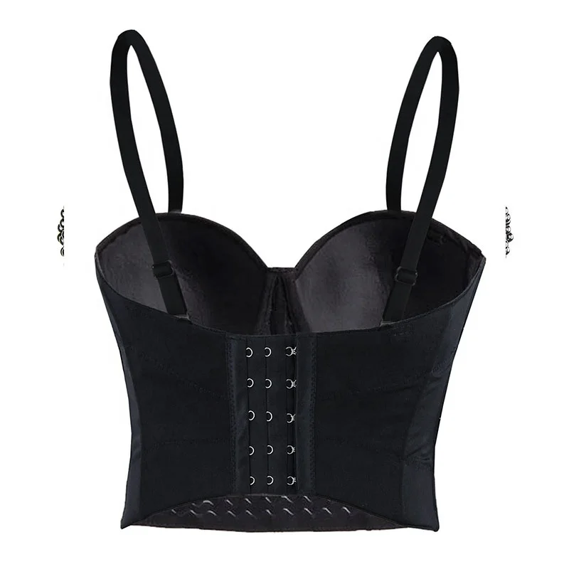 Fashion Sexy Black Beading Pearl Bra Party Women Strapless Half Cup Bustier Corset