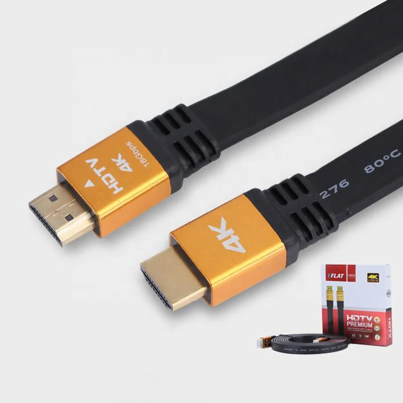 Xput 24k Gold Plated 18Gbps 4K 60Hz Flat HDMI To HDMI Cable AWM 20276 Male To Male Flat HDMI 2.0 Cable For LED LCD TV Monitor