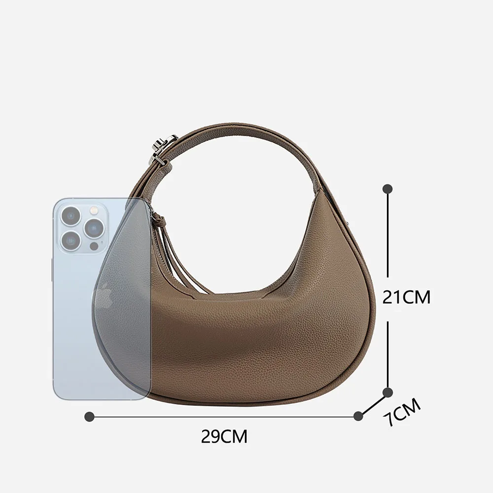 2025 Luxury Designer Half Moon Leather Handbag Custom Genuine Cow Leather Handbag for Women Private Label Clutch Bag Polyester