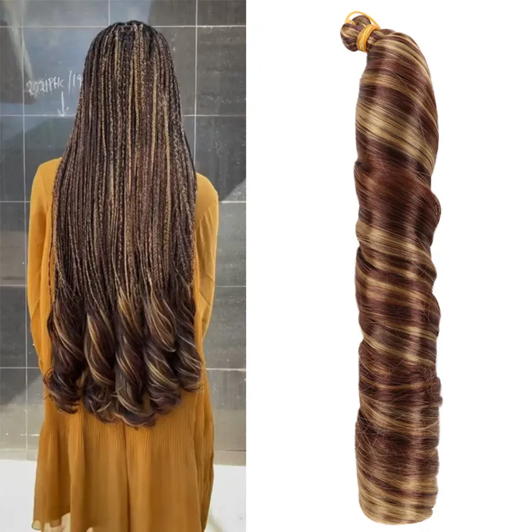 24inch Spiral Loose Shiny Silky Wave Crochet Braid Hair Pony Style Wavy Crochet Braid French Curls Synthetic Curly Braiding Hair