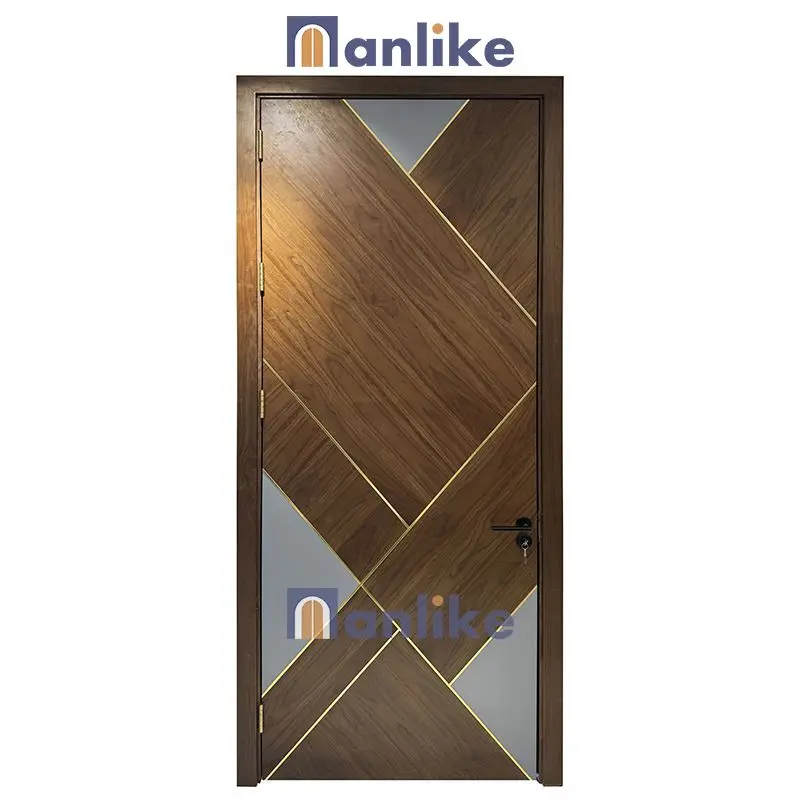 Anlike Supplier High Quality Single Automatic closing Ply Wood Modern Office Paint Color Main Entrance Wooden Door Design