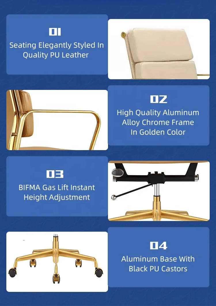 White Leather 5-star Base Low Back Soft Pad Office Swivel Chair