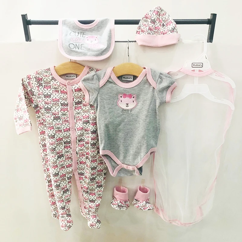2023 baby boy and girl wholesale assorted branded new born designer baby fashion clothes 6 pcs gift set