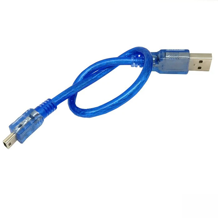 USB-кабель 30 см для ardui UNOR3 Nano V3.0 Mega 2560 R3 USB2.0 к мини-USB для ardui, синий двойной экранирующий Кабель для принтера
