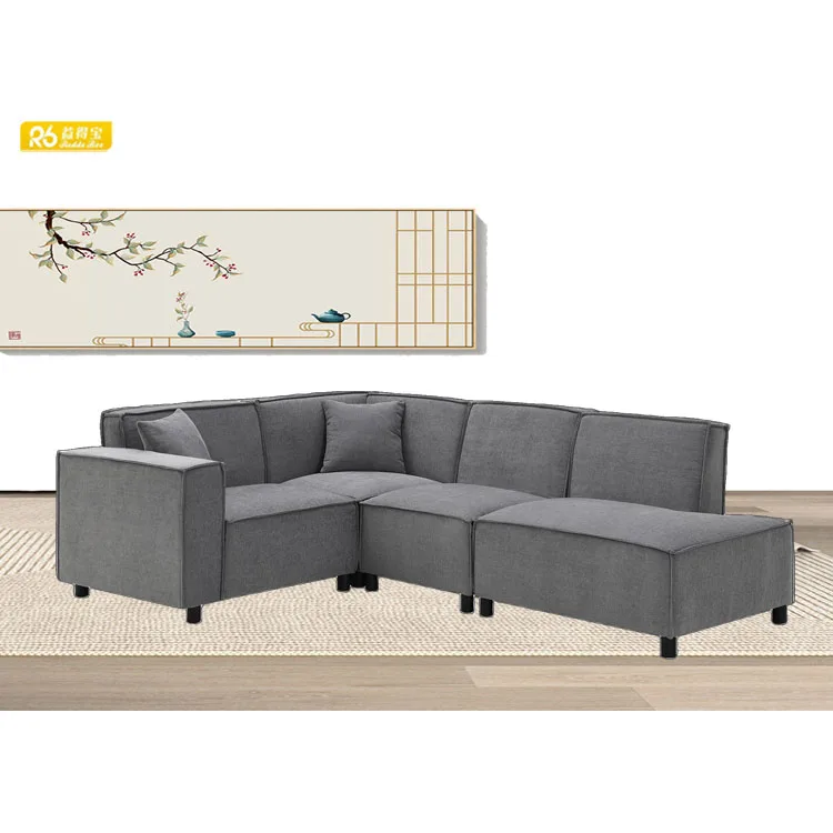 Modern Living Room Furniture Sofa Set Nordic Tech Fabric L Shape Sectional Sofas G547