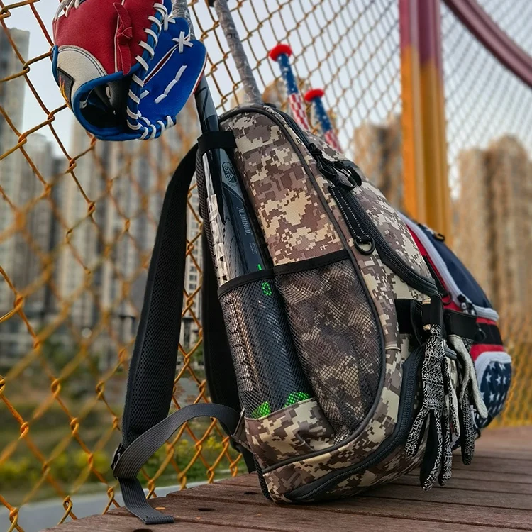 Green Camo Baseball Backpack