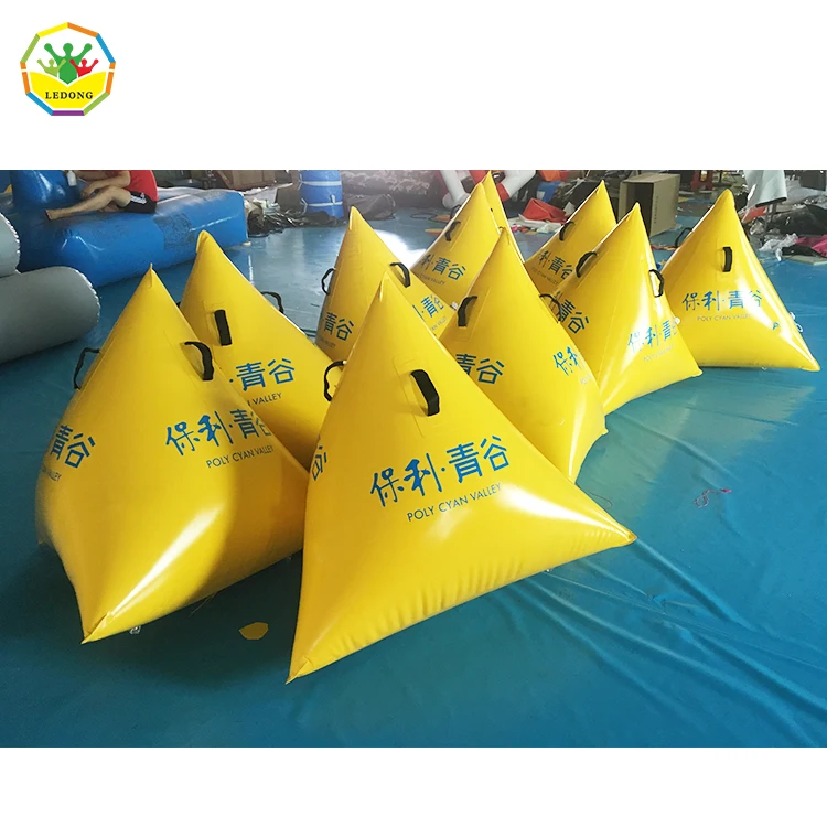 Customized Water Park Long Tube Inflatable Water Buoy Air-filled square obstacles Water Safe Advertising Inflatable Buoy