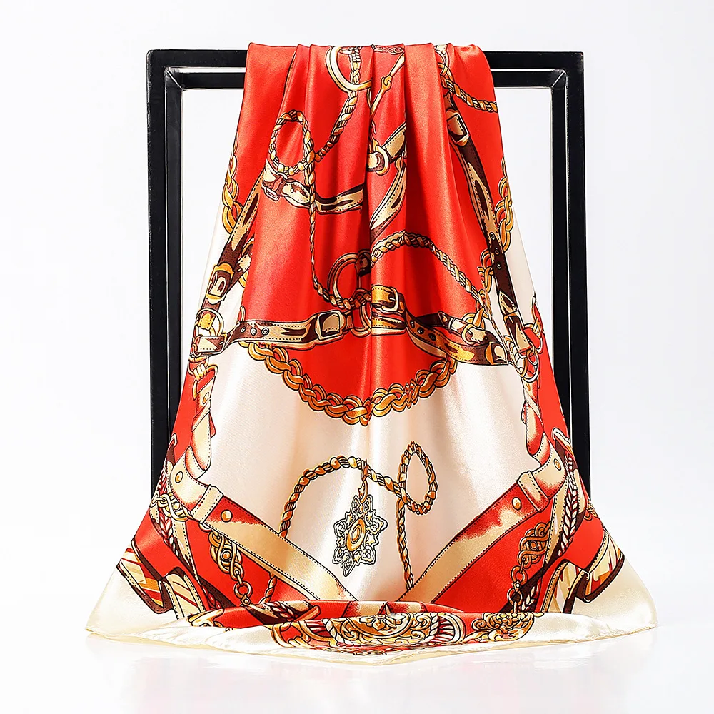 40 Styles Fashion Customized Screen Digital Print 90*90cm Women Square Silk Scarf