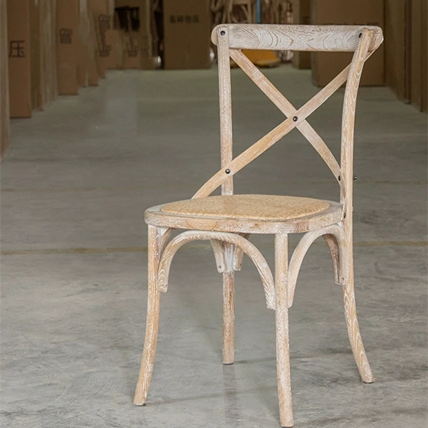 Commercial Outdoor Furniture Wood Cross Back Dining Restaurant Wooden Hotel Stacking Wedding Banquet Chair