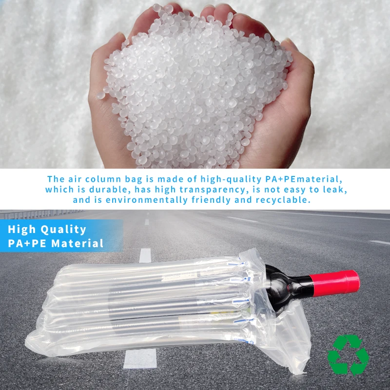 Eco Friendly Durable Delivery Wine Bottle Protector Plastic Air Cushion Bag Inflatable Packaging Shockproof Air Column Bag