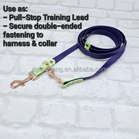 Making it easier to jog hike or walk PVC dog leash with the moveable D-Ring perfectly adjusted for any height and body shape