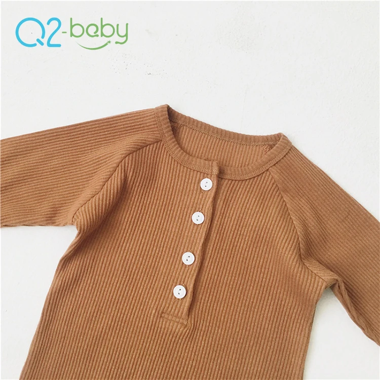  Q2-baby оптовая продажа из мягкой ткани с длинным рукавом и рисунком спортивный костюм для малышей младенцев детские комбинезоны