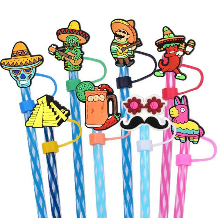 New Designs Reusable RTS Mexican Tumbler Accessories Straw Charm For Straw Cover Cup cap For Drinks dust plug