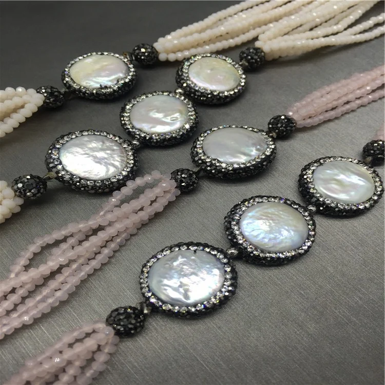 High Quality Fashion Multi Layered Glass Pearl Jewelry Necklace