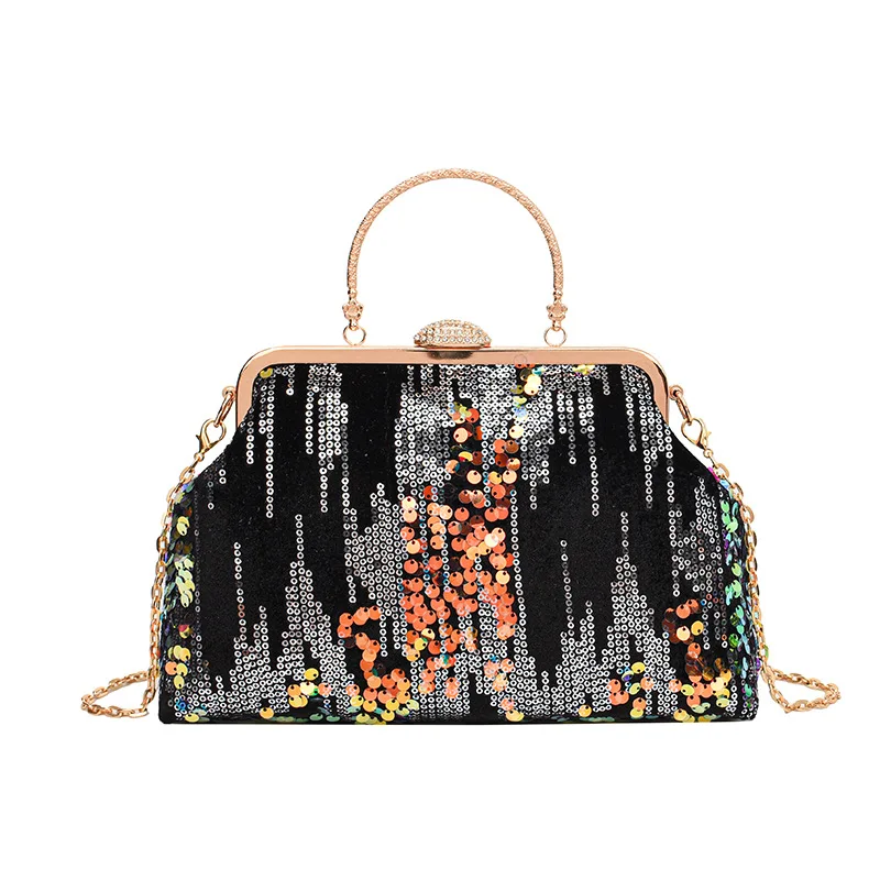 Women New Design Sequins Dinner Clutch Handbag Fashion Shell Shaped Crossbody Bag Ladies Luxury Party Evening Bag