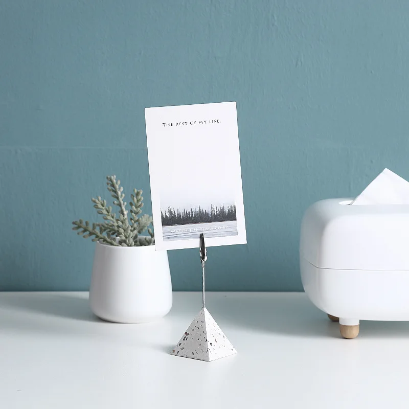 Desktop Message Folder Terrazzo Card Holder Stylish Photo Clips Folder for Wedding Office Home Decoration