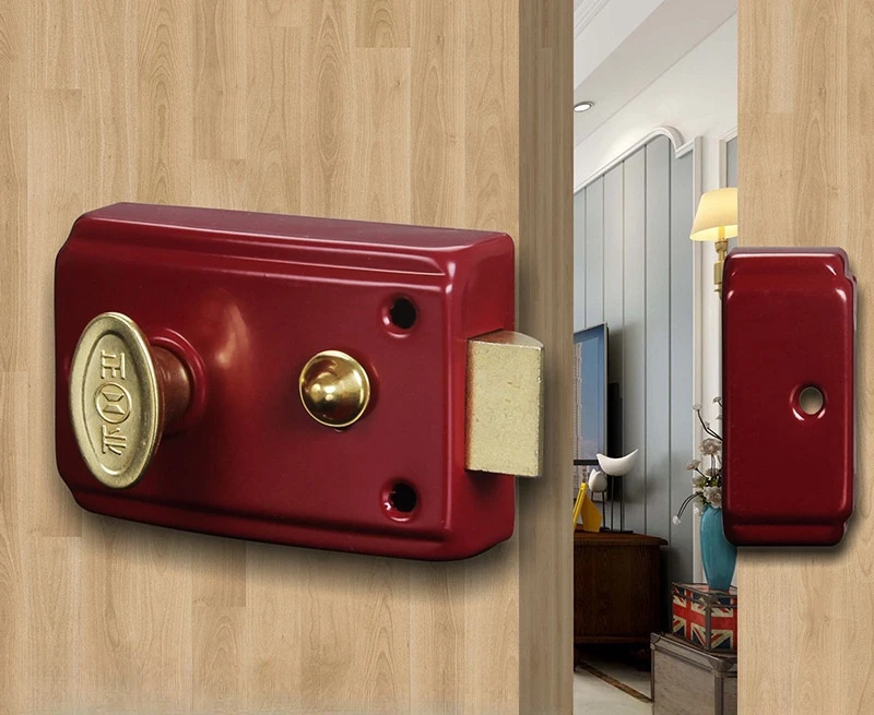 Universal Single-Tongue Mechanical Door Lock Household External Iron and Wooden Door Lock Core Pure Copper Material