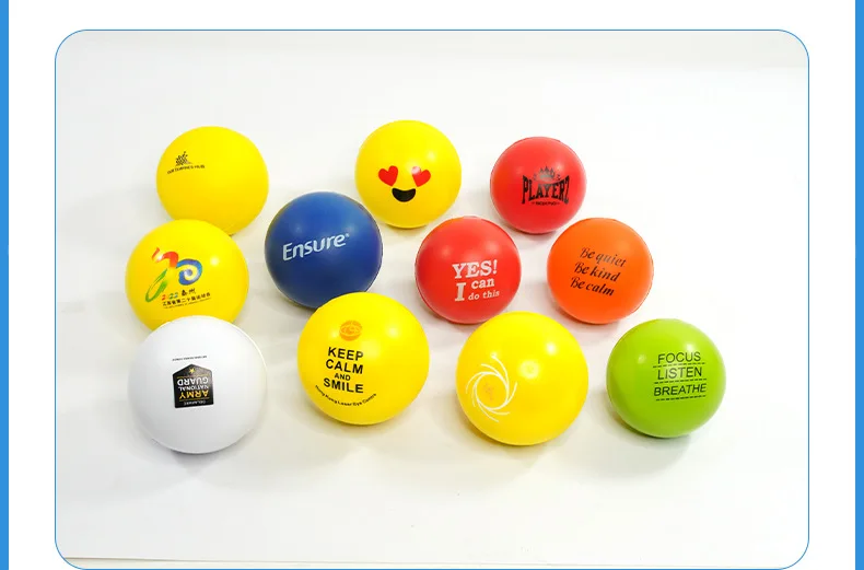 Custom LOGO PU foam ball    Squeeze Fidget Toys Soft Foam  Dia 60mm 70MM  90MM Round  Stress Relief Ball