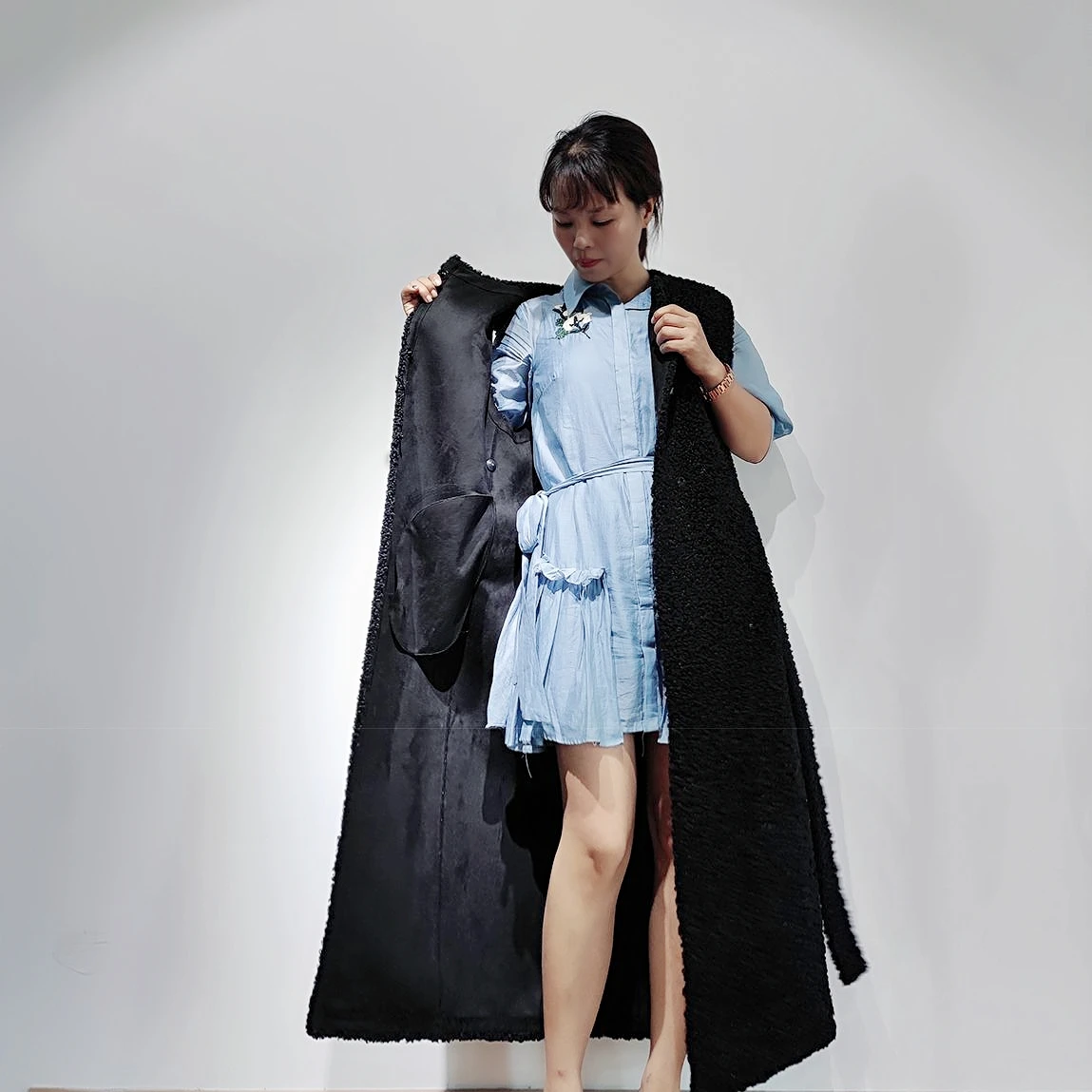 Wholesale Autumn and Winter Long Fashion faux fur sleeveless coats fur long vest women