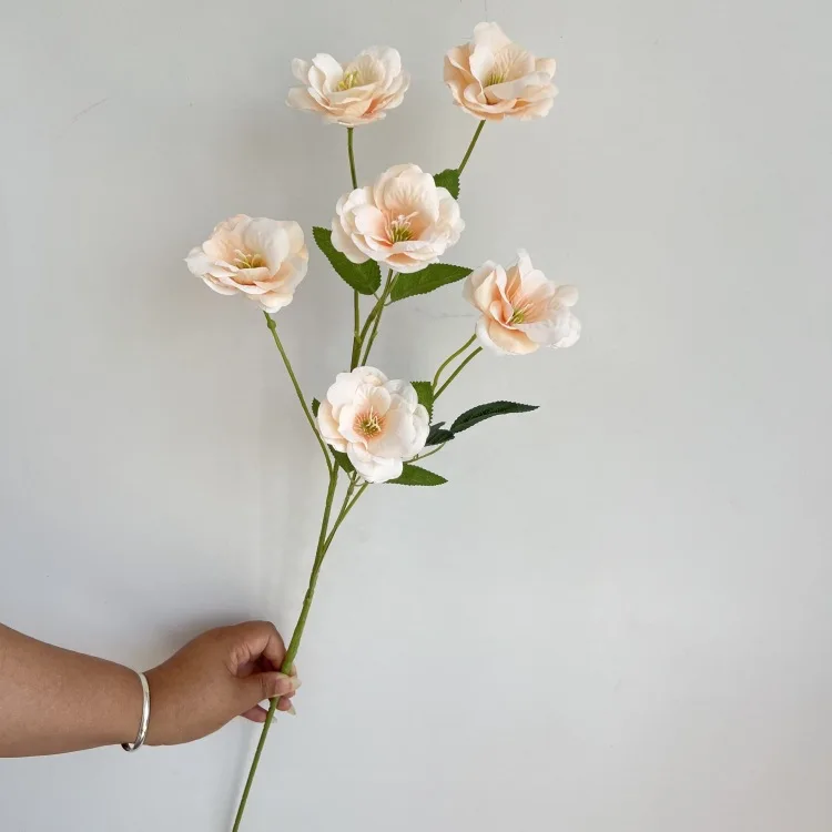 Factory feeling french style flower high-grade feel handmade flower wedding prop 6 heads branches artificial gardenia