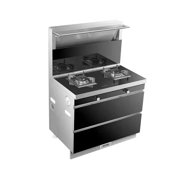 Home Kitchen 4 in 1 Integrated Stove In Cooker Multi-functional Gas Hob+range hood +Single Steam and Single Oven