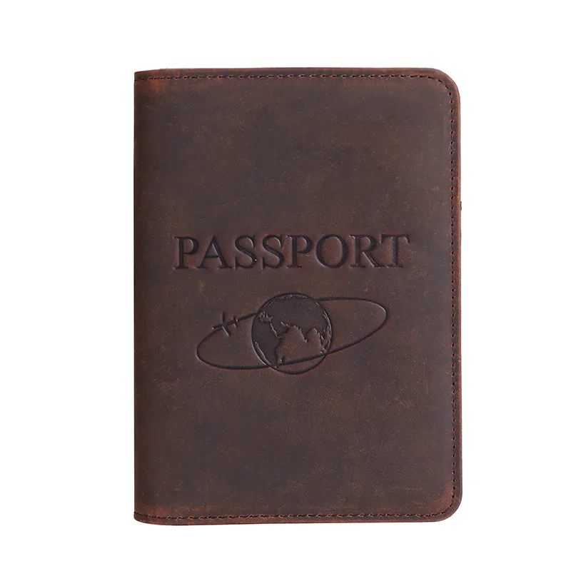 High Quality Personalized Passport Cover Black Genuin Leather Passport Cover For Men