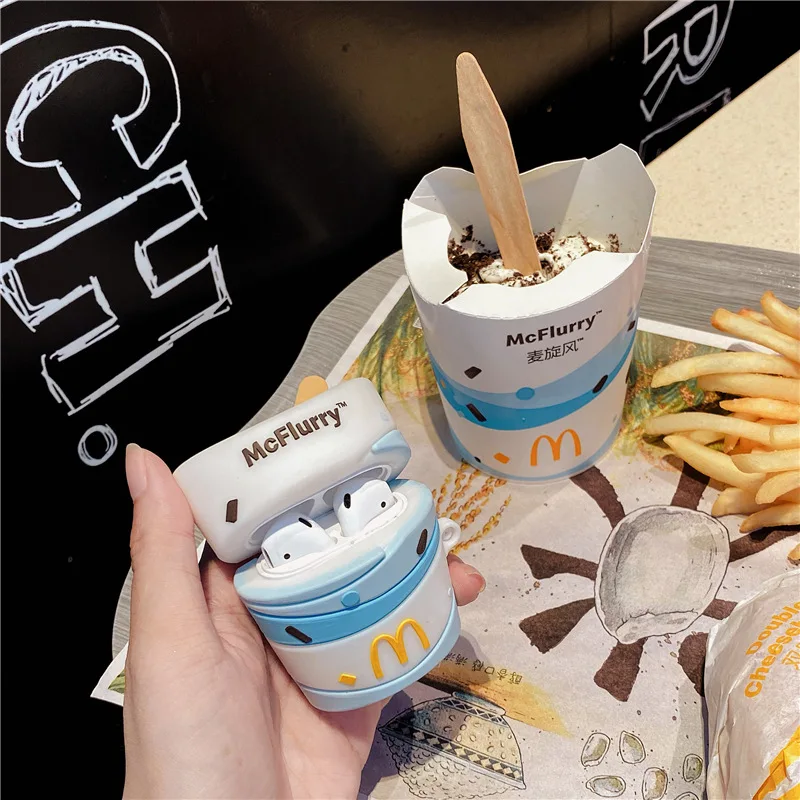 Covers for Apple Airpods Cartoon Cute Whirlwind Ice Cream Protecting Silicone Headset Case with Hook Air pod 1 2