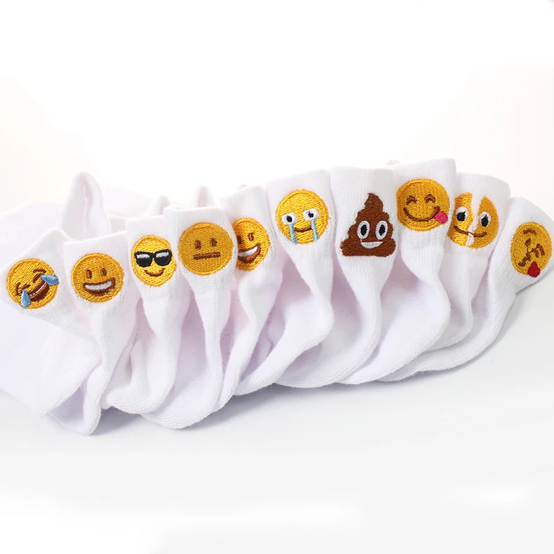 
Wholesale Interesting embroidered boat socks Wechat-Emoji Embroidery women socks 