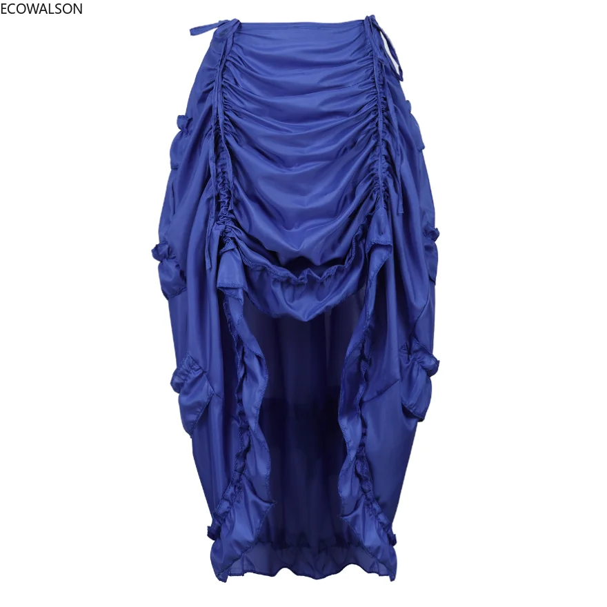 Steampunk Gothic Irregular Ruffles Pirate Skirt Asymmetrical Pleated High Low Dancing Skirts for Women Halloween Costumes