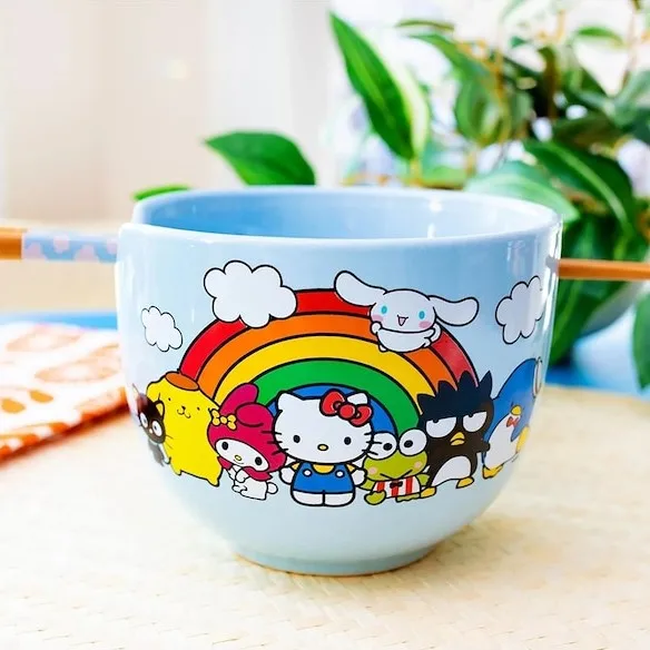 Small fresh cartoon pattern decal ceramic Lamian Noodles bowl tableware set Christmas gift for children