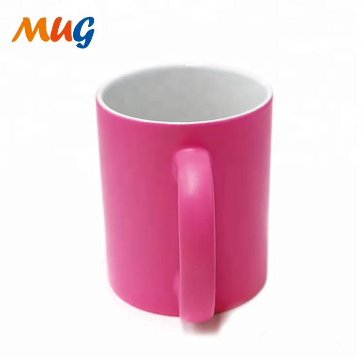 11oz inner white outside pink neon ceramic coffee mug cup