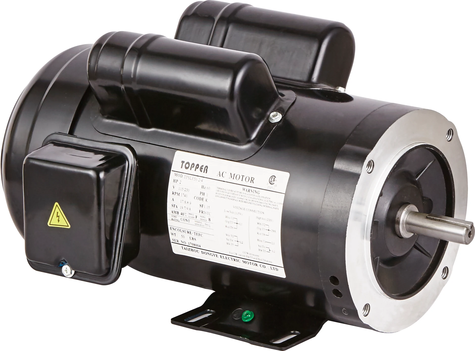 Nema Single Phase 3600rpm 1/3Hp Frame 48c 56c electric motor