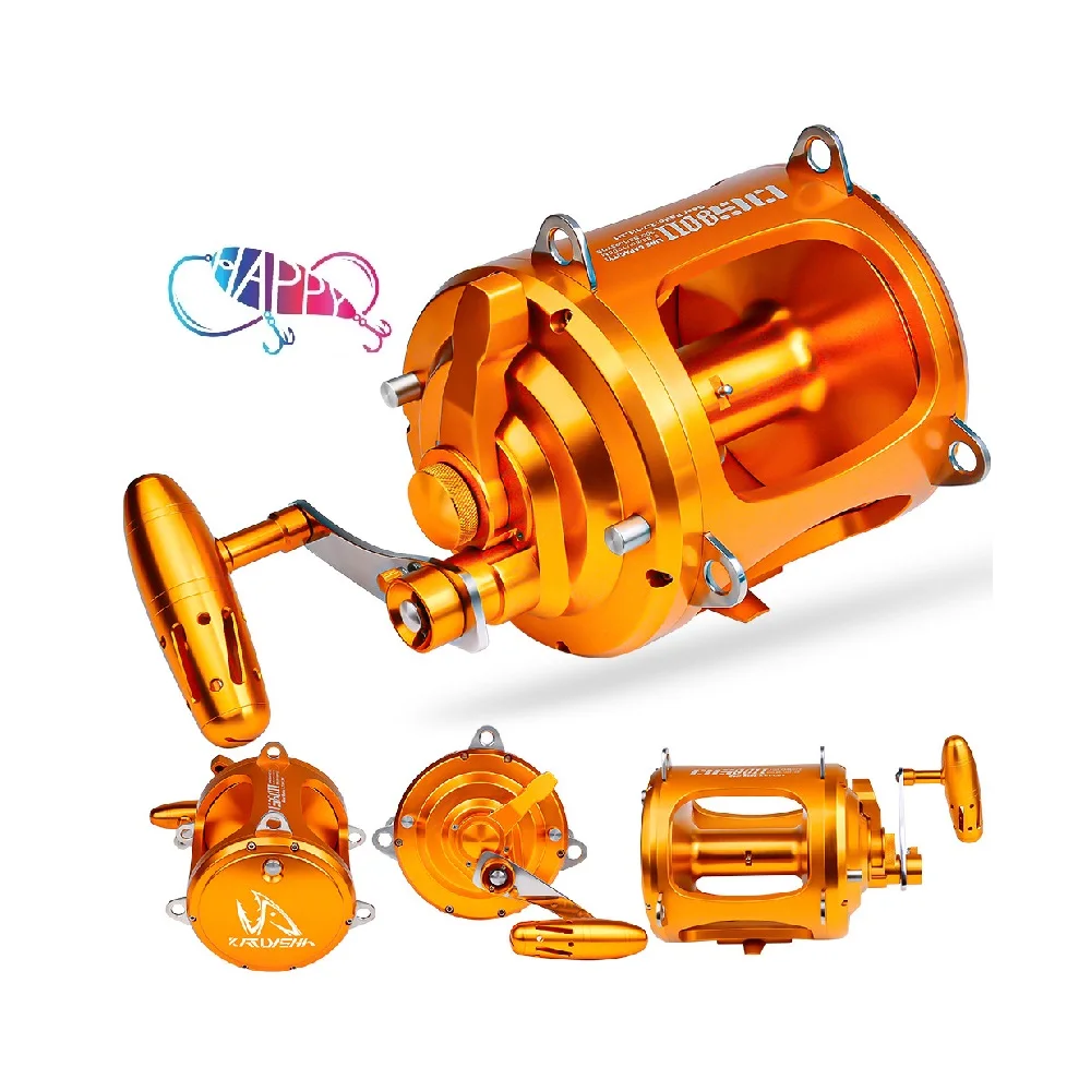 All-metale big game reel Two Speed Ocean Boat Fishing jigging Reel 80w Max Drag 45kg deep sea fishing slowly pitch trolling reel