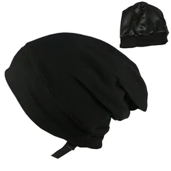 Silk Satin Bonnet Hair Cover SleepCap for Sleeping Beanie Hat Adjustable Stay On Headwear Lined NurseCap for Women and Men