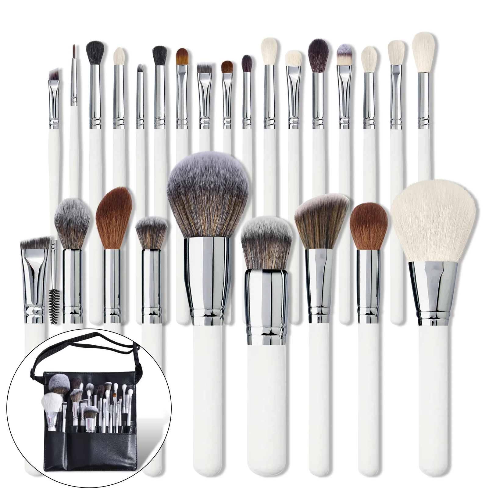 White Premium Flat Synthetic Hair Face Powder Eye Shadow Concealer Brushes Synthetic Foundation Blending Tool Kit