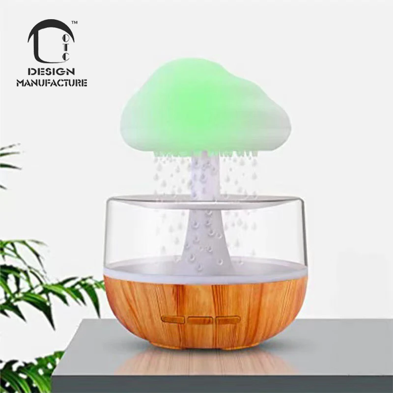CE ROHS cute household raining water lamp mushroom Battery night light aroma essential oil rain cloud 280ml humidifier diffuser