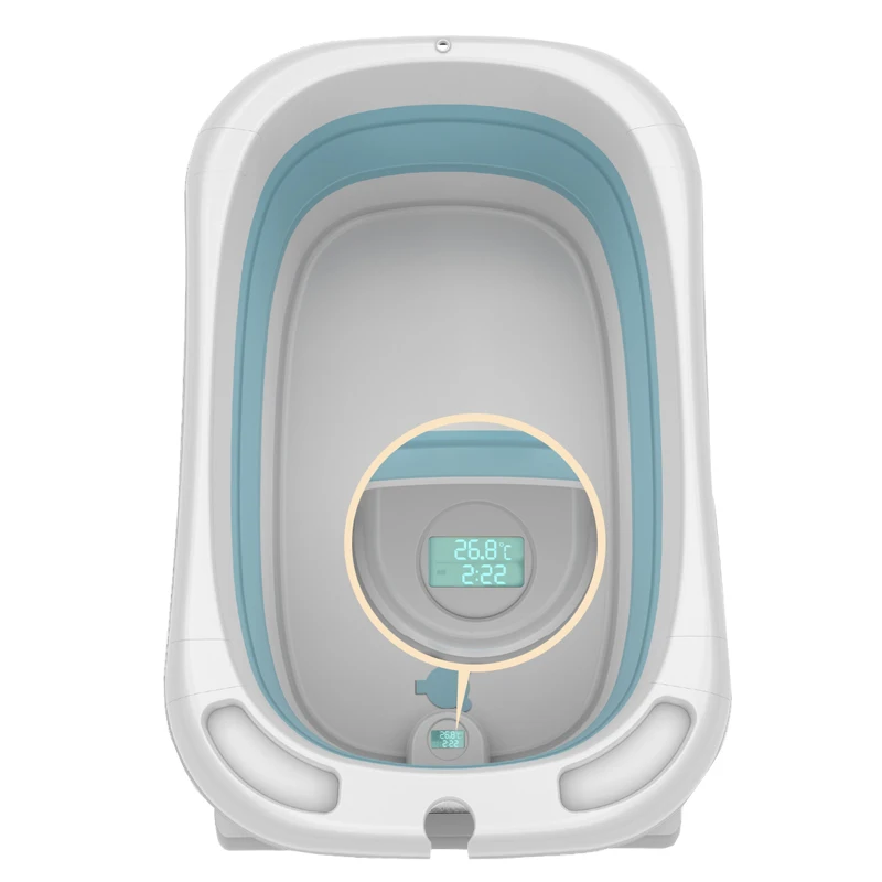 China Standing Collapsible Foldable Children Folding Infant Kids Baby Bath Tub Set Plastic Portable Washing With Temperature