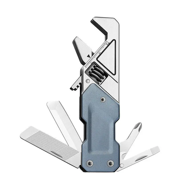 6-in-1 Portable Stainless Steel Multifunctional DIY Multitool Adjustable Torque Wrench Knife Bottle Opener-Foldable Design