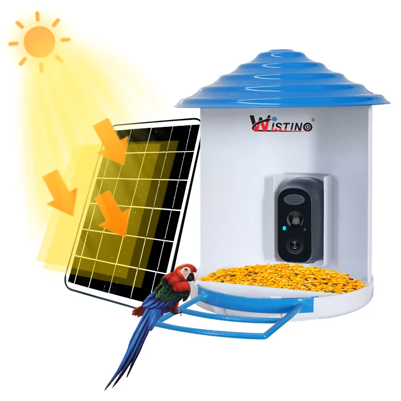 Wistino 1080p Auto Capture Bird Videos AI Smart Bird Feeder Camera AI Identify Bird Species Solar Wireless CCTV Camera