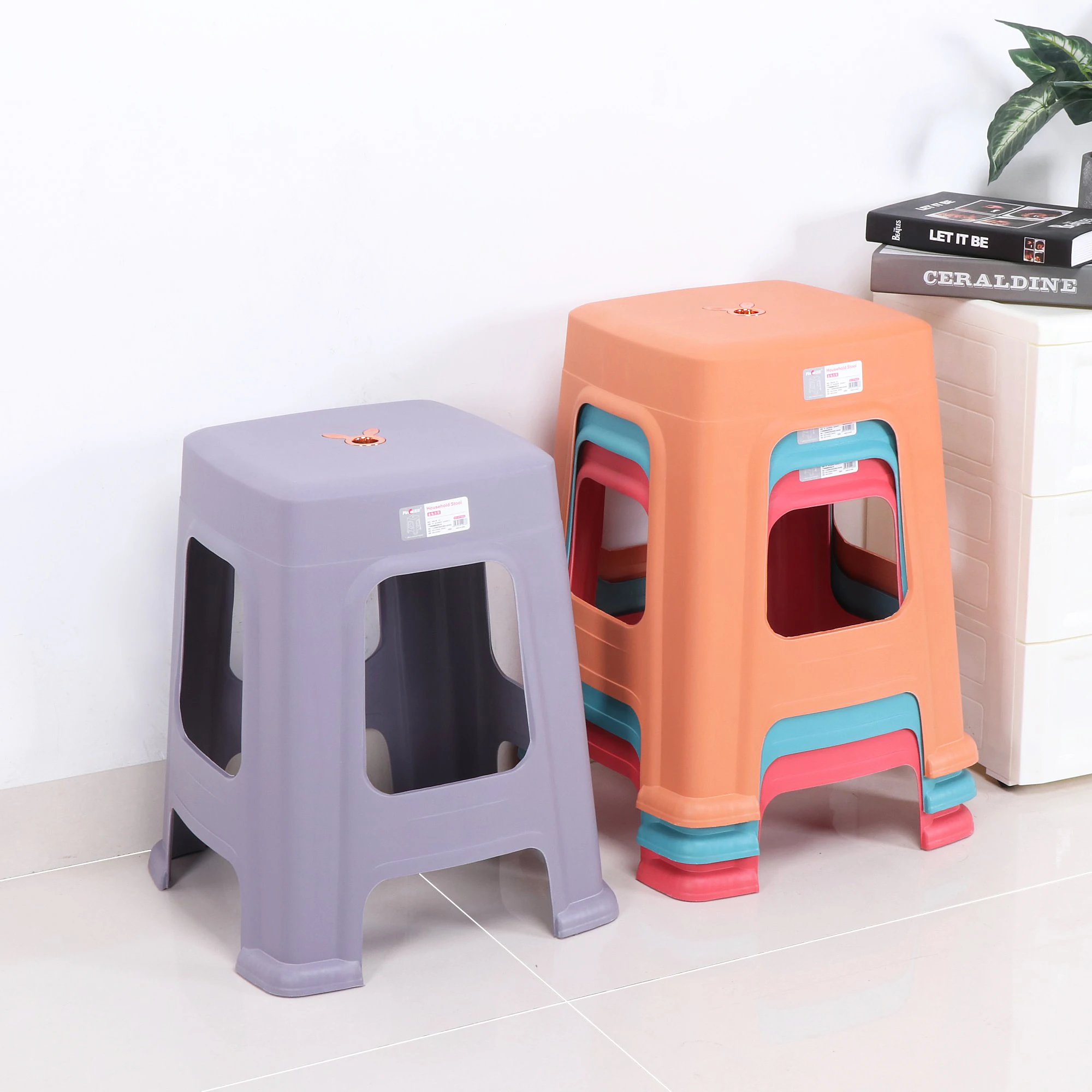 Factory Direct Sale Household Cheap High Plastic Stacking Square Stool Dining Chair Non-slip Stool