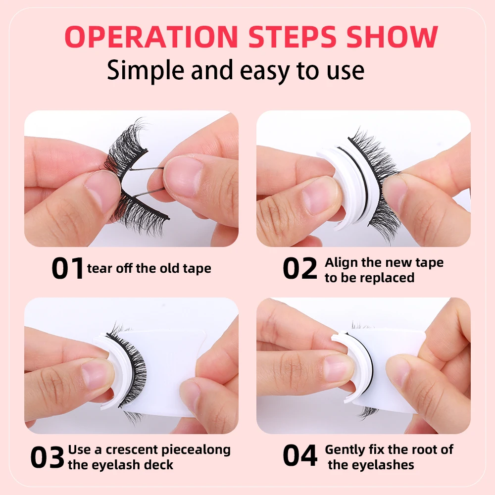 Easy to Wear No Glue Faux Mink Lashes Curly Thick Wispy Eyelash Reusable Glue Free Self Adhesive Lashes